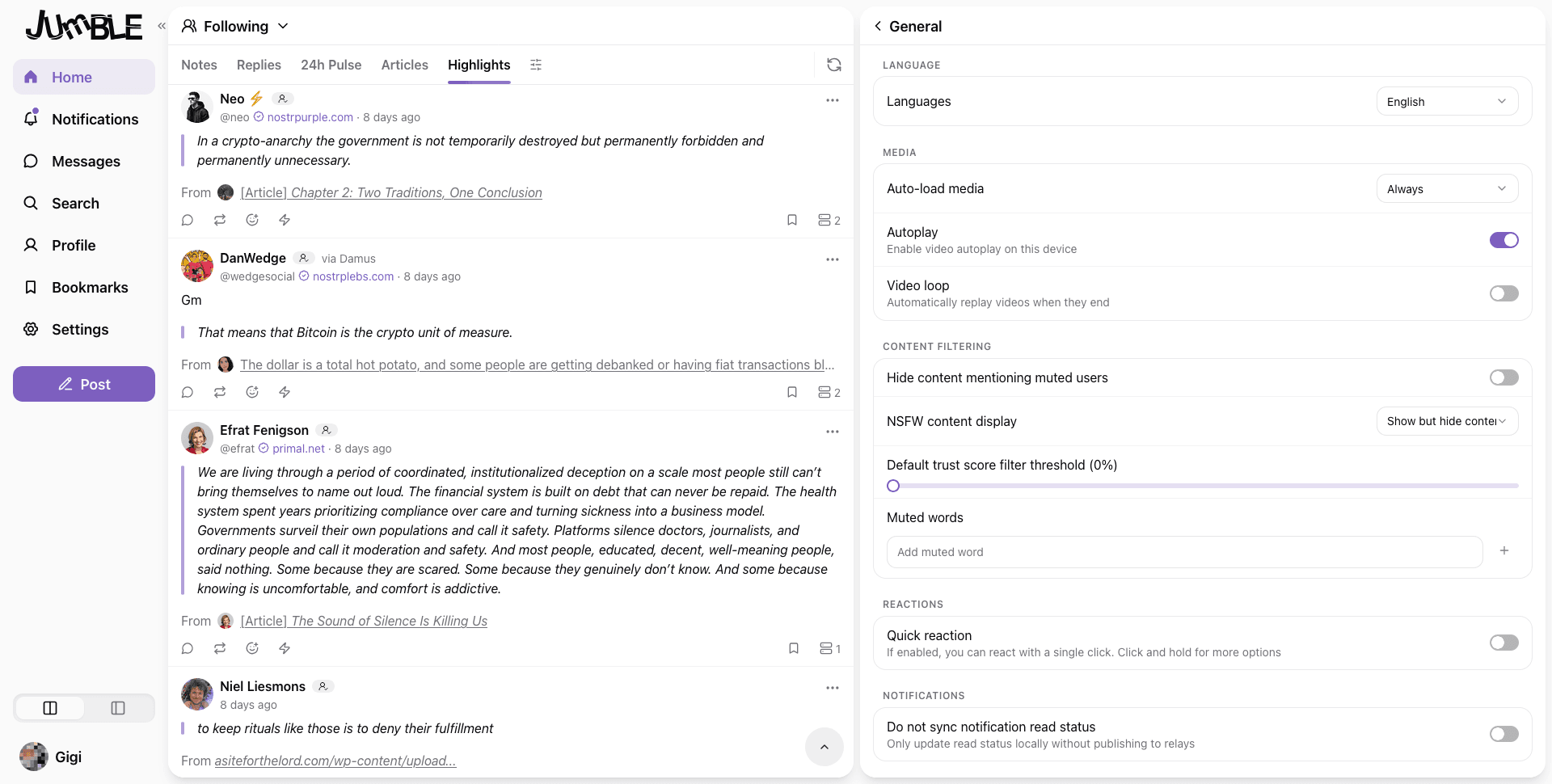 The Jumble web client